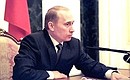 President Putin at a meeting with representatives of agencies involved in resolving the hostage crisis aboard a Tu-154 airliner.
