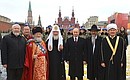With representatives of Russia’s traditional religions.