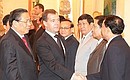 С Президентом Лаосской Народно-Демократической Республики Тюммали Сайнясоном (слева) перед началом российско-лаосских переговоров.