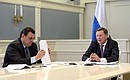 Chief of Staff of the Presidential Executive Office Sergei Ivanov and Presidential Aide – Chief of the Presidential Control Directorate Konstantin Chuychenko (left) at meeting on reconstruction of Yelizovo airport infrastructure.