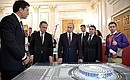 Before the joint meeting of the Council for the Development of Physical Culture and Sport and the 2018 FIFA World Cup Russia Local Organising Committee’s Supervisory Board, the President visited an exhibition on preparations at stadiums and airports of host cities for the 2018 FIFA World Cup.