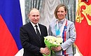 At the award ceremony with champions and medallists of the PyeongChang 2018 Paralympic Winter Games. Two-time champion and three-time silver medallist in cross-country skiing and biathlon Anna Milenina was awarded the Order of Honour.
