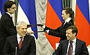 С Президентом Сербии Борисом Тадичем во время подписания совместных российско-сербских документов.
