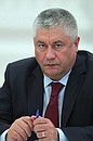 На совещании о ходе исполнения указов Президента от 7 мая 2012 года. Министр внутренних дел Владимир Колокольцев.