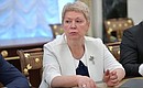 Minister of Education Olga Vasilyeva at a meeting with Government members.