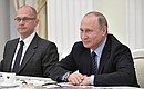 With First Deputy Chief of Staff of the Presidential Executive Office Sergei Kiriyenko during a meeting with Russian animators.