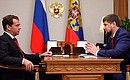 Рабочая встреча с Президентом Чеченской Республики Рамзаном Кадыровым.