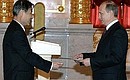 Церемония вручения верительных грамот. С послом Республики Корея Ким Джэ Собом.