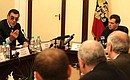 Совещание по вопросам социально-экономического развития Карачаево-Черкесской Республики.Слева – Президент Карачаево-Черкесской Республики – Борис Эбзеев.