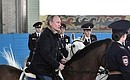 During the visit to the 1st Operational Regiment of Moscow police.