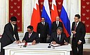 На церемонии подписания документов по итогам российско-бахрейнских переговоров.