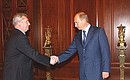 Meeting with Presidential plenipotentiary envoy to the Ural federal district Pyotr Latyshev.
