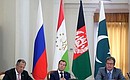 During a meeting with the presidents of Afghanistan, Pakistan and Tajikistan, with Russian Foreign Minister Sergei Lavrov (left), and Presidential Aide Sergei Prikhodko.