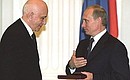 President Putin giving a 2002 State Prize for Literature and the Arts to French choreographer Roland Petit.