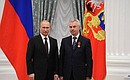 Presenting Russian Federation state decorations. The Order for Services to the Fatherland, IV degree, is awarded to Deputy Director General – Director of the Sukhoi Aviation Holding Company Gagarin Komsomolsk-on-Amur Branch Office (KnAAZ) Alexander Pekarsh.