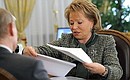 At a meeting with Federation Council Speaker Valentina Matviyenko.