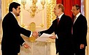 The President of Russia received the letter of credential of the Ambassador of the United Mexican States, Alfredo Perez Bravo.