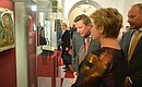 With Yelena Gagarina, general director of the Moscow Kremlin Museums, at the exhibition Boris Godunov. From a Courtier to the Sovereign of All Russia at the Moscow Kremlin.