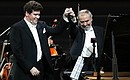 Pianist Denis Matsuev, left, and Mariinsky Theatre artistic director and conductor Valery Gergiev, at the gala opening of the 7th St Petersburg International Cultural Forum. Photo: TASS