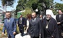 President Putin with Uzbek President Islam Karimov near St Alexis\' Cathedral.
