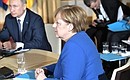 Federal Chancellor of Germany Angela Merkel before the Normandy format summit.