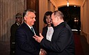 After a meeting with the heads of Christian churches of the Middle East. With Prime Minister of Hungary Viktor Orban.
