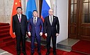 With Chinese President Xi Jinping and President of Mongolia Khaltmaagiin Battulga.