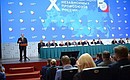 Chairman of the Federation of Independent Trade Unions of Russia Mikhail Shmakov at the organisation’s 10th congress.