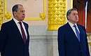 Foreign Minister of Russia Sergei Lavrov and Presidential Aide Yury Ushakov (right) during the presentation of foreign ambassadors’ letters of credence.
