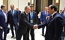Перед началом встречи с Президентом Египта Абдельфаттахом Сиси.