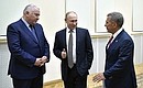 With President of Tatarstan Rustam Minnikhanov, right, and Tattelecom Director General Lutfulla Shafigullin.