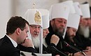 С Патриархом Московским и всея Руси Кириллом на встрече с участниками Архиерейского собора.