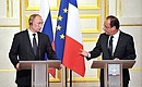 На пресс-конференции по итогам российско-французских переговоров. С Президентом Франции Франсуа Олландом.