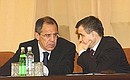 A board meeting of the Federal Service for the Control of Drugs and Psychotropic Substances. From left to right: Foreign Minister Sergei Lavrov and Interior Minister Rashid Nurgaliyev.