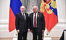 Presentation of state decorations.Mikhail Davydov, director of the N.N. Blokhin Russian Cancer Research Centre, is awarded the Order for Services to the Fatherland, IV degree.