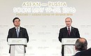 News conference following the Russia-ASEAN summit. With Prime Minister of the Lao People's Democratic Republic Thongloun Sisoulith. Photo: russia-asean20.ru