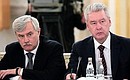 At State Council meeting. Moscow Mayor Sergei Sobyanin (right) and St Petersburg Governor Georgy Poltavchenko.