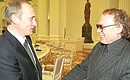 Presidential Culture and Art Council meeting. President Vladimir Putin with Edvard Radzinsky, playwright and historical writer.