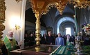 Visiting the Transfiguration of the Saviour Patriarchal Monastery on Valaam. With President of the Republic of Belarus Alexander Lukashenko.