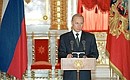 President Putin speaking at a meeting with senior army officers on the occasion of their promotion.