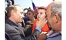 President Vladimir Putin meeting with villagers.