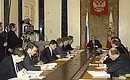 President Putin meeting with the Cabinet members.