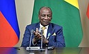 Президент Гвинейской Республики Альфа Конде во время церемонии подписания российско-гвинейских документов о сотрудничестве.