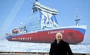 During the keel-laying ceremony for the nuclear-powered icebreaker Leningrad. Photo: Pavel Bednyakov, RIA Novosti