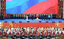 Церемония старта эстафеты олимпийского огня в России.