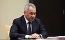 Defence Minister Sergei Shoigu before a meeting on current issues.