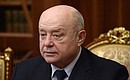 Foreign Intelligence Service Director Mikhail Fradkov at meeting on investigation into the crash of a Russian airliner over Sinai.