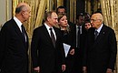With President of Italy Giorgio Napolitano following Russian-Italian talks.