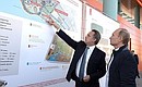 Visiting National Children’s Sport and Health Centre in Sochi. With Sports Minister Vitaly Mutko.