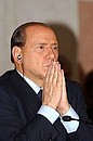 Italian Prime Minister Silvio Berlusconi during a news conference summarising the Russia-European Union summit.